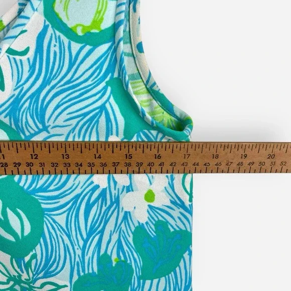 Lilly Pulitzer‎ Dress Calissa Floral Blue Green Sleeveless Mini Sz 2 Shift Crepe - Picture 8 of 9